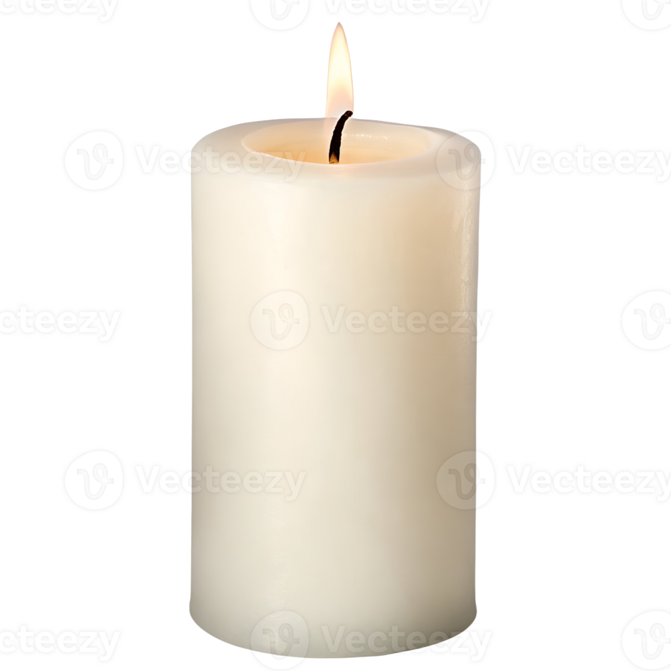 AI generated White burning candle. png