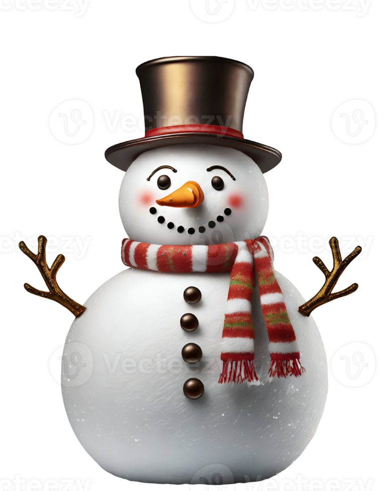 AI generated 3d cute cartoon snowman . png