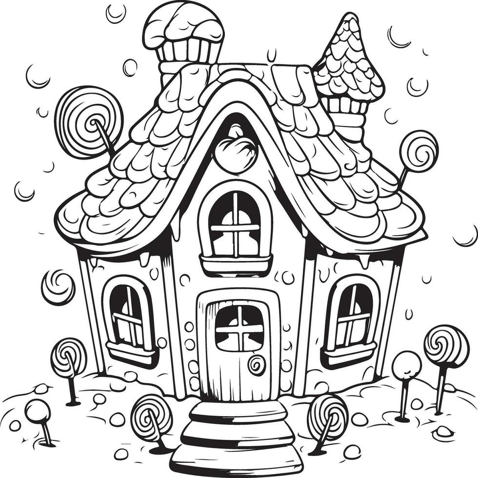 Gingerbread House coloring page vector
