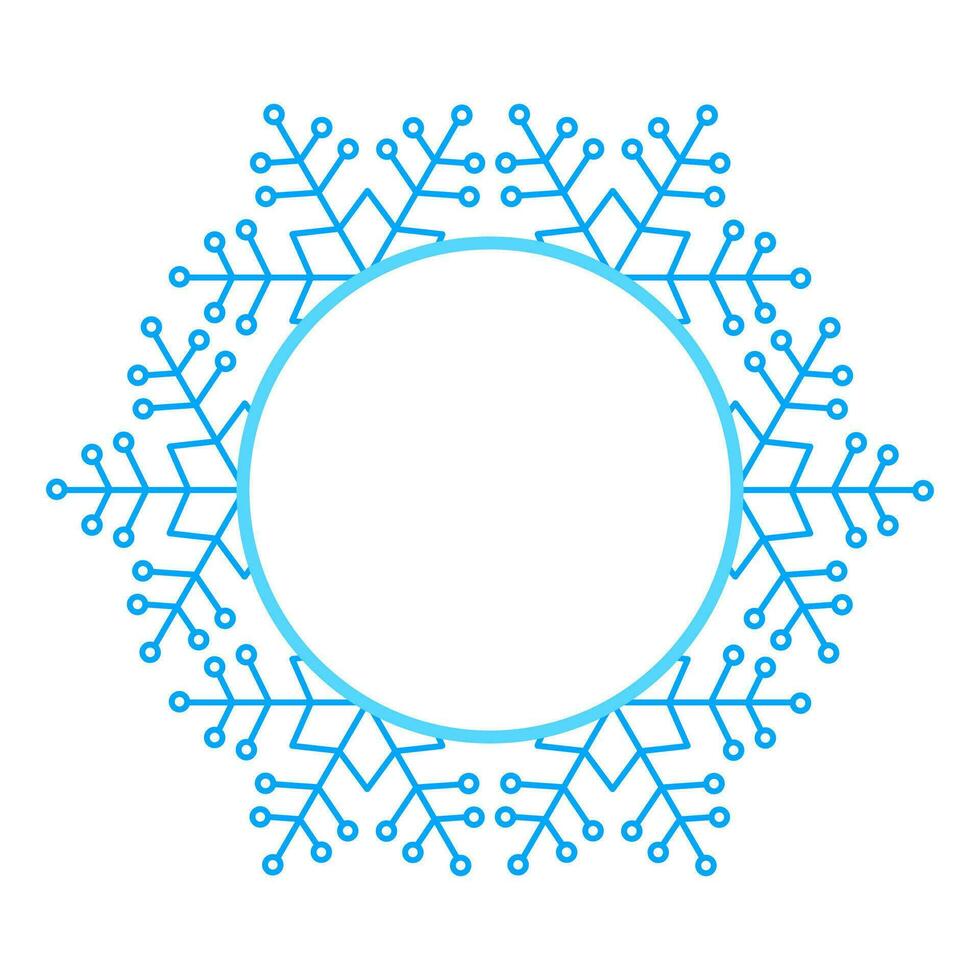 Round Vector blue Christmas winter frame made of snowflakes with place for text. Perfect copyspace for decorating social networks, photos and greeting card