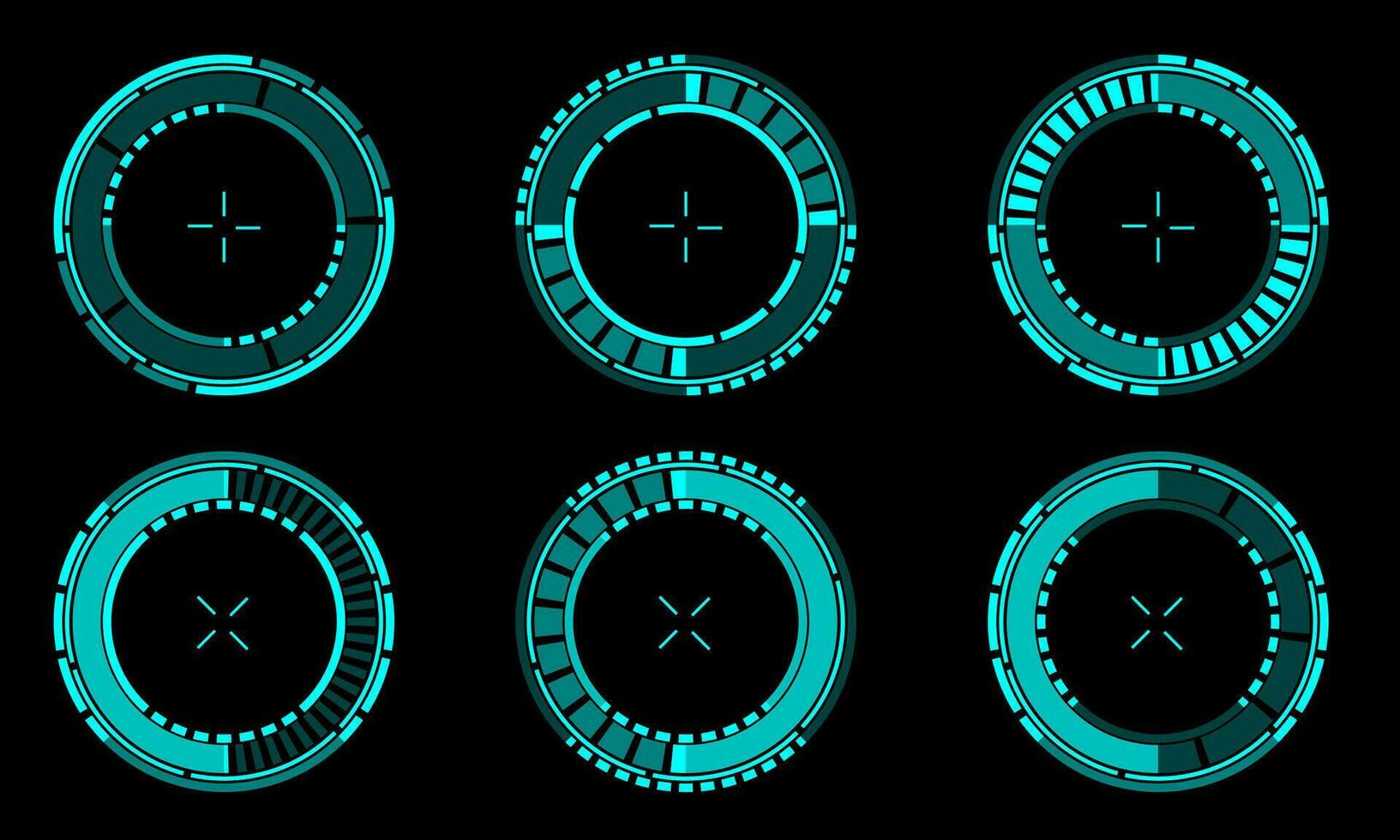 conjunto de ciencia fi azul circulo usuario interfaz elementos tecnología futurista diseño moderno creativo en negro antecedentes vector