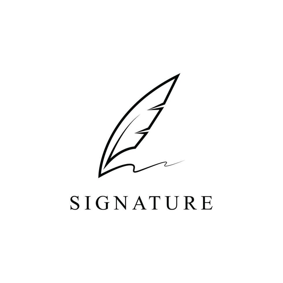 Pen writing signature logo design ideas vector