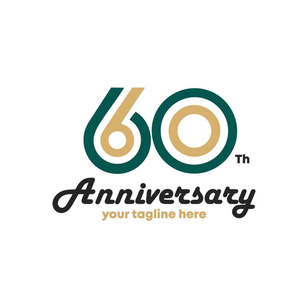 60 aniversario logotipo diseño, sesenta años celebrar aniversario logo plata y dorado, Clásico y retro guión número letras, elegante clásico logo para felicidades celebracion evento vector