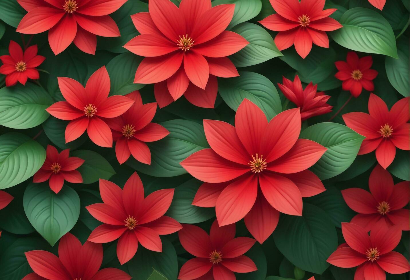 Plants and red flowers. AI Generative photo