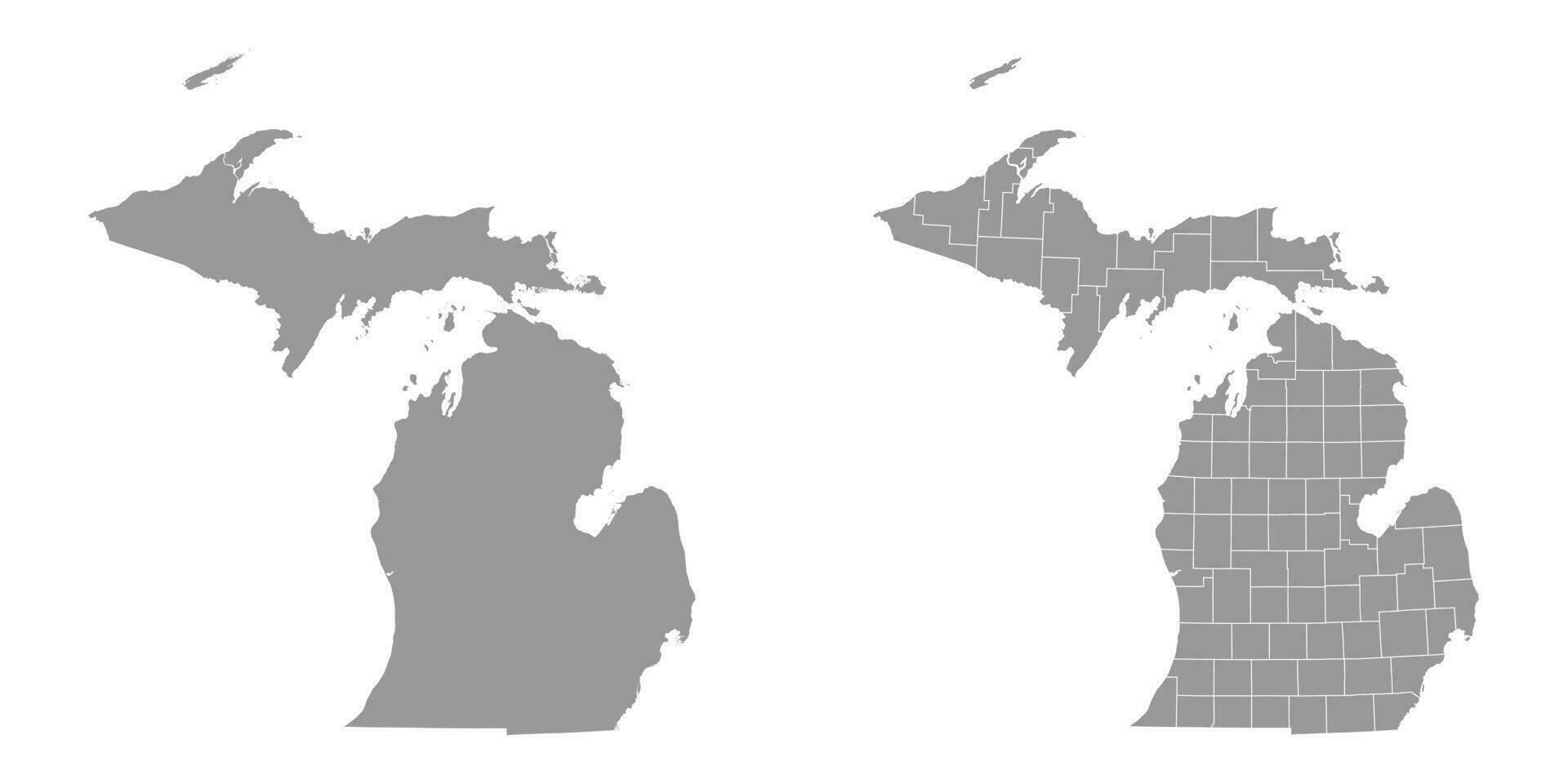 Michigan state gray maps. Vector illustration.