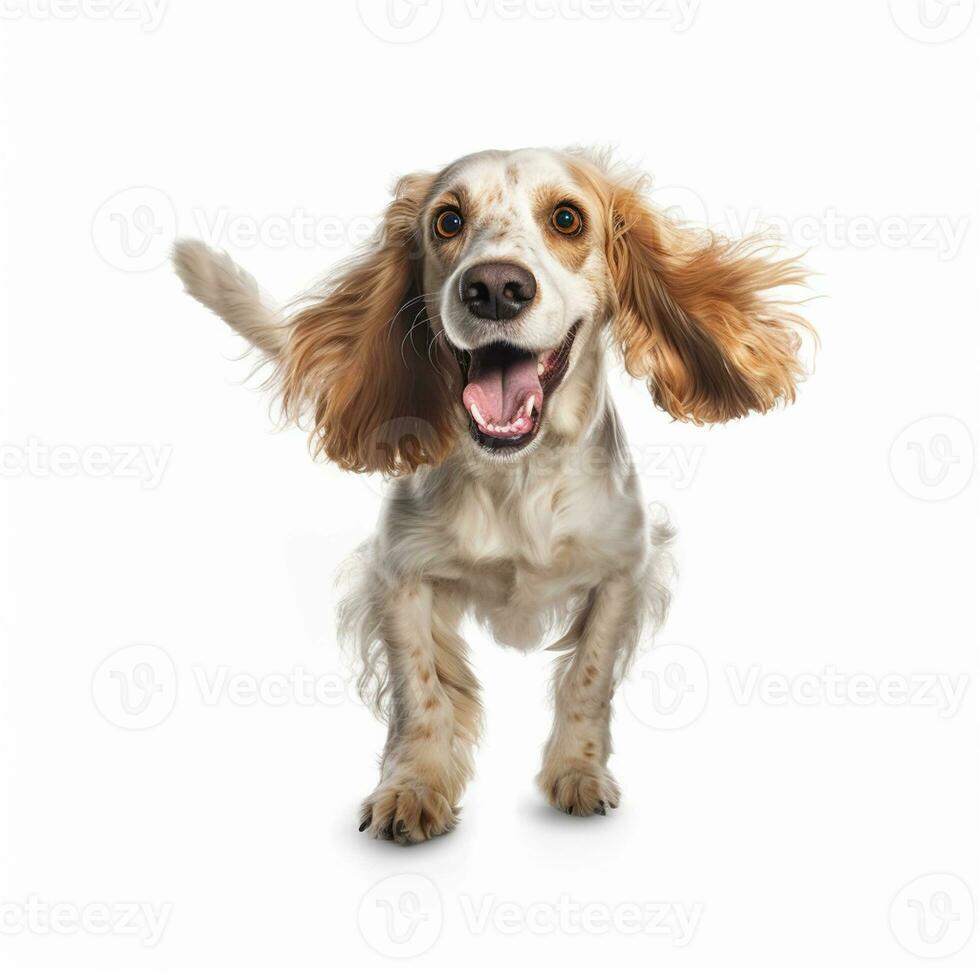 a dog is standing on a white background, AI Generated photo