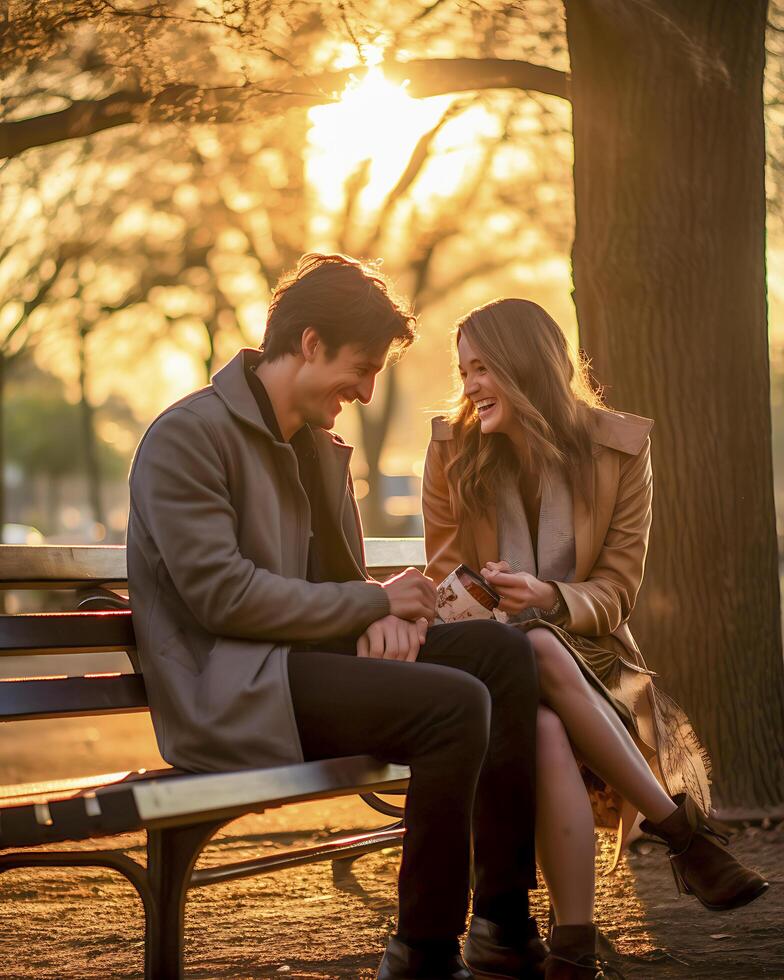 San Valentín día deleitar, un sorpresa regalo intercambiar para parejas ai generado foto