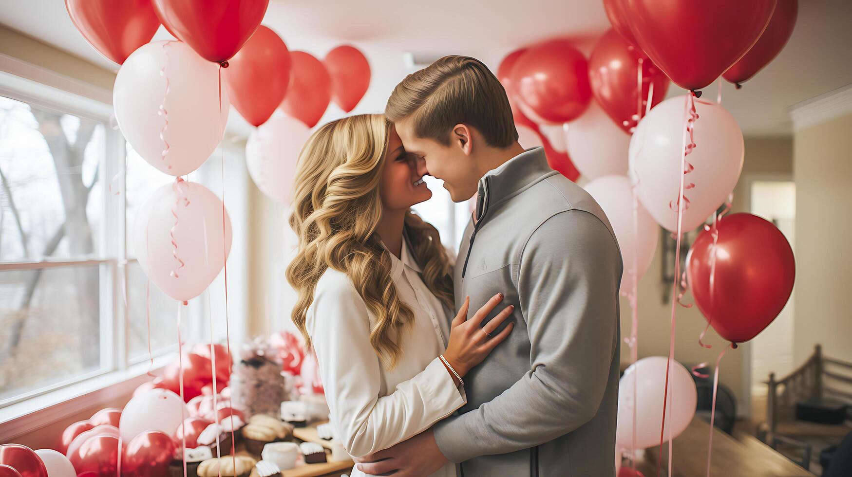 San Valentín día deleitar, un sorpresa regalo intercambiar para parejas ai generado foto