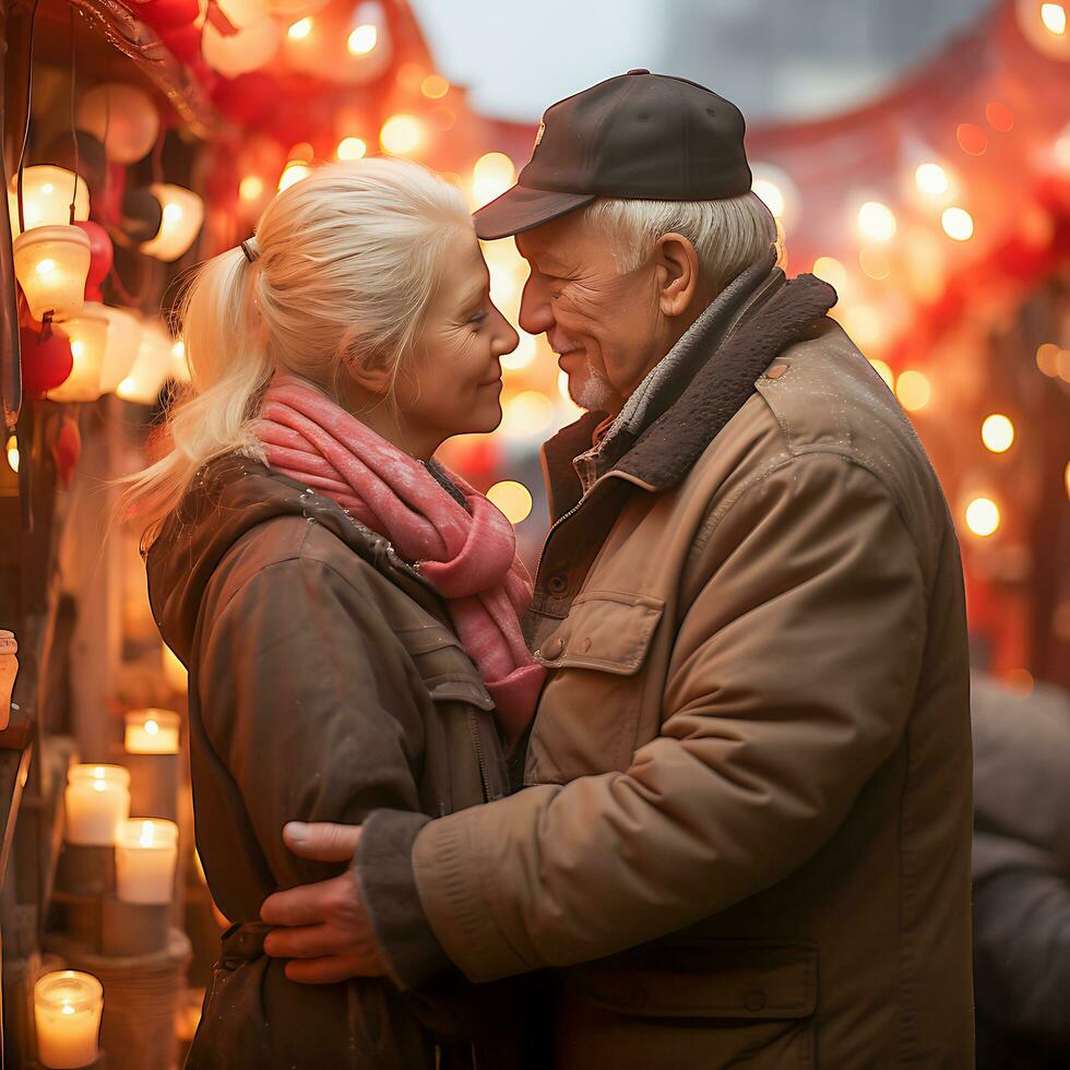 San Valentín día deleitar, un sorpresa regalo intercambiar para parejas ai generado foto