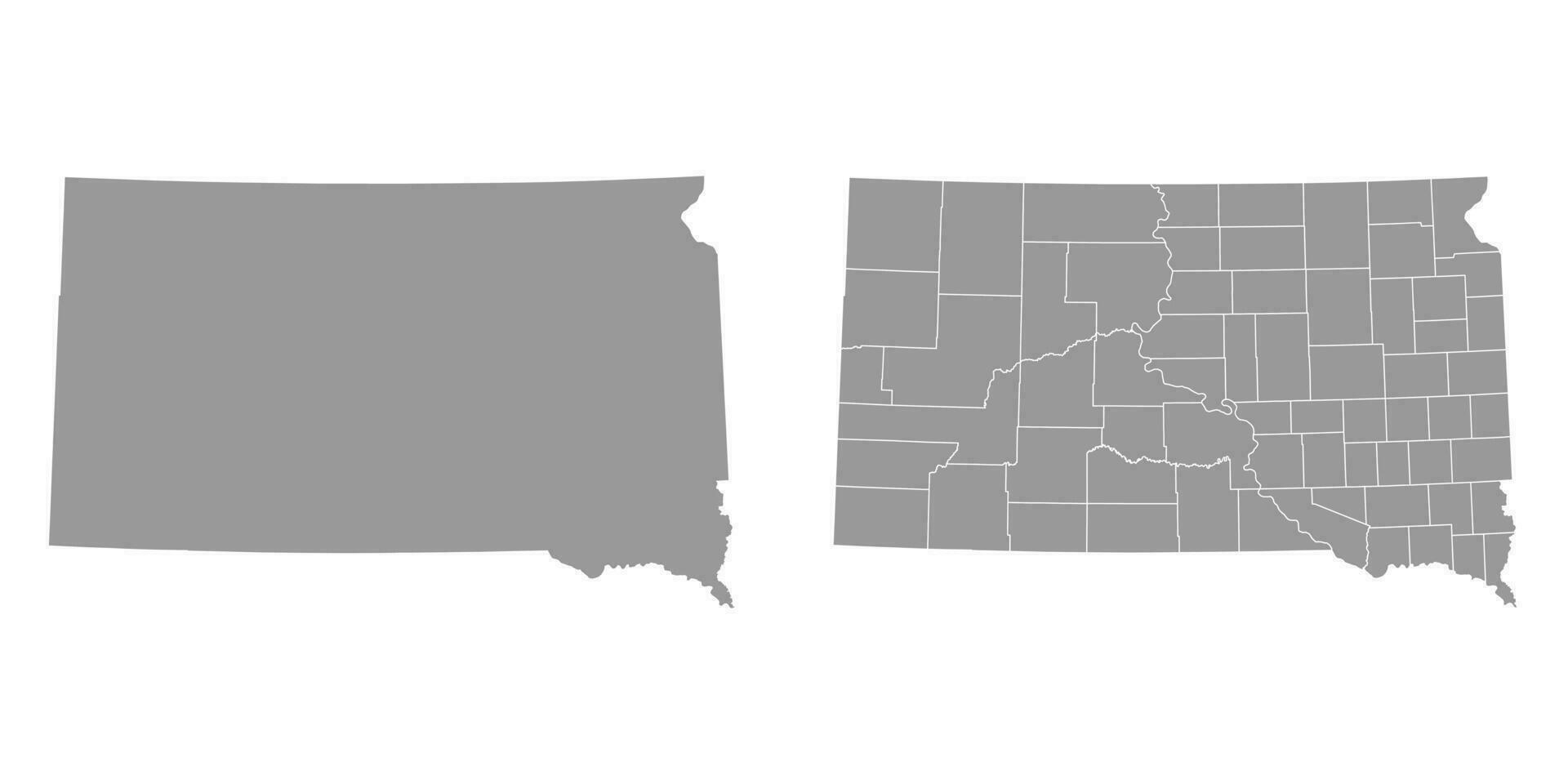South Dakota state gray maps. Vector illustration.