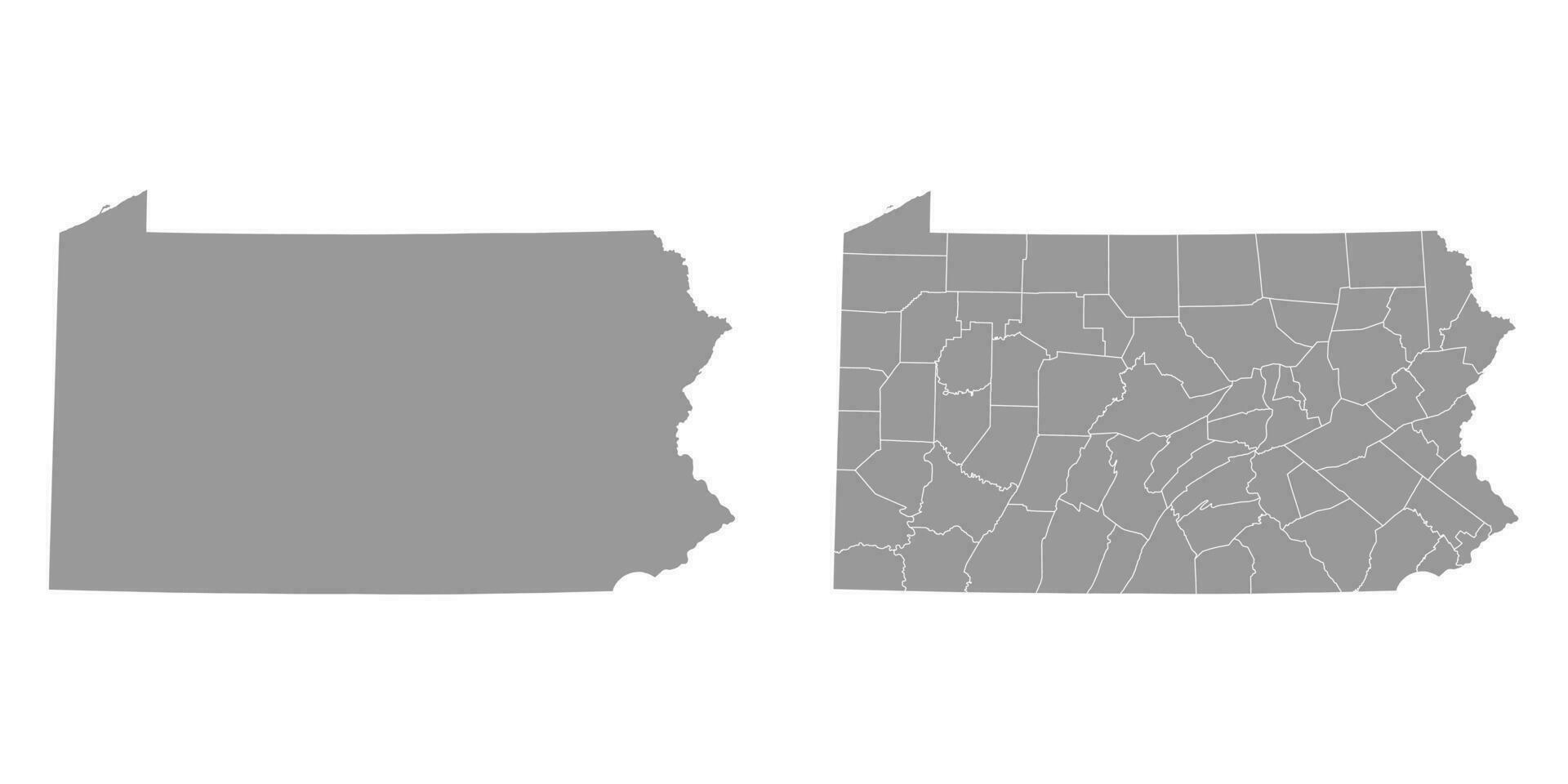 Pensilvania estado gris mapas vector ilustración.