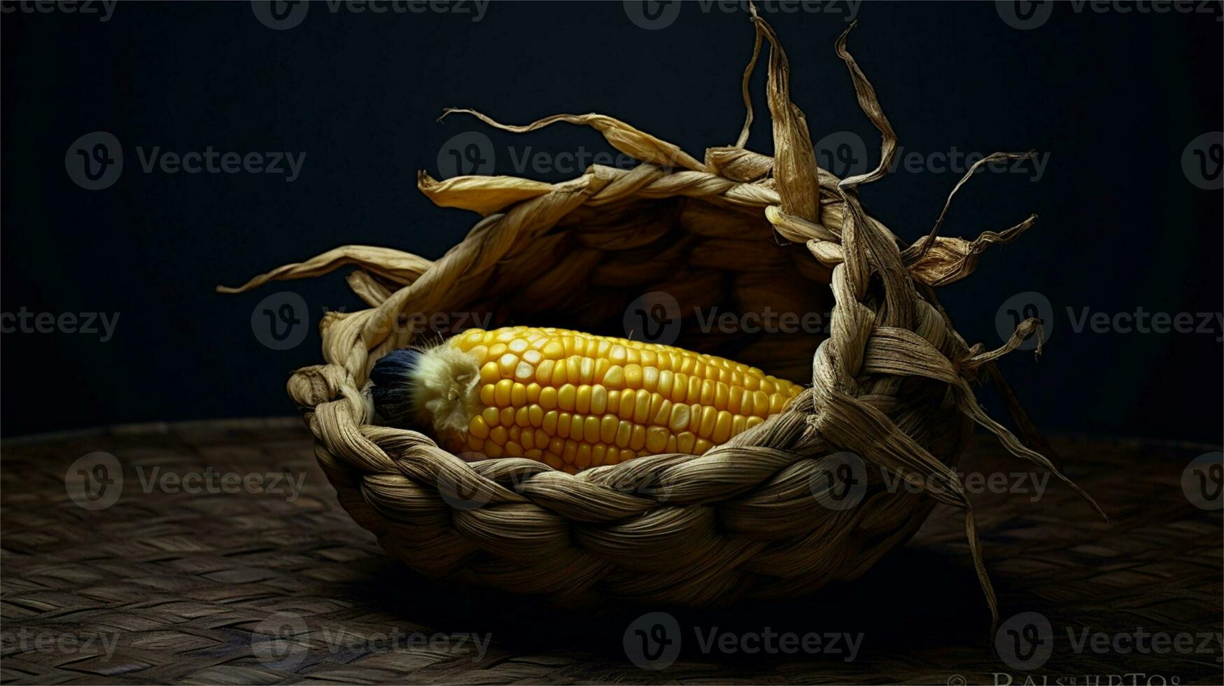 a basket filled with corn and tomatoes AI Generated photo