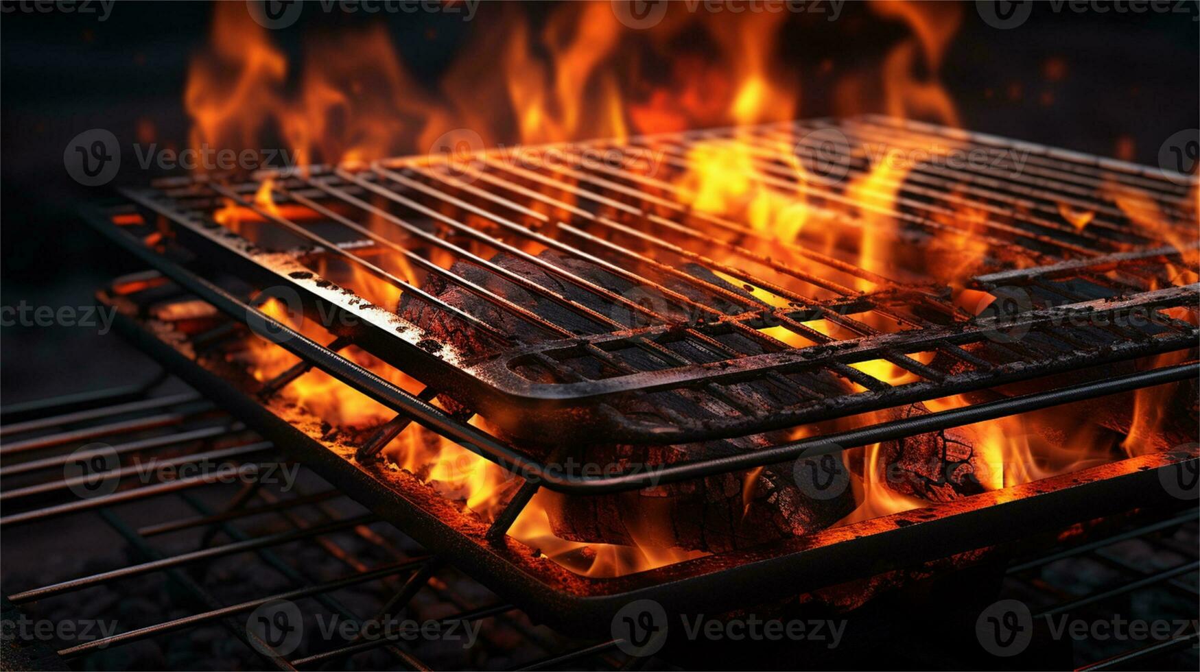a grill that has some food on it AI Generated photo