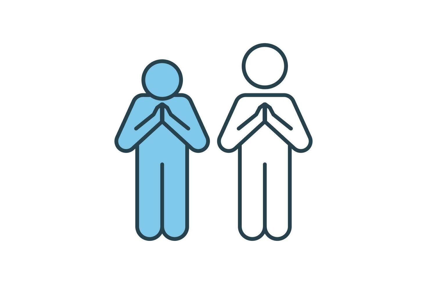 humility icon. flat line icon style. simple vector design editable