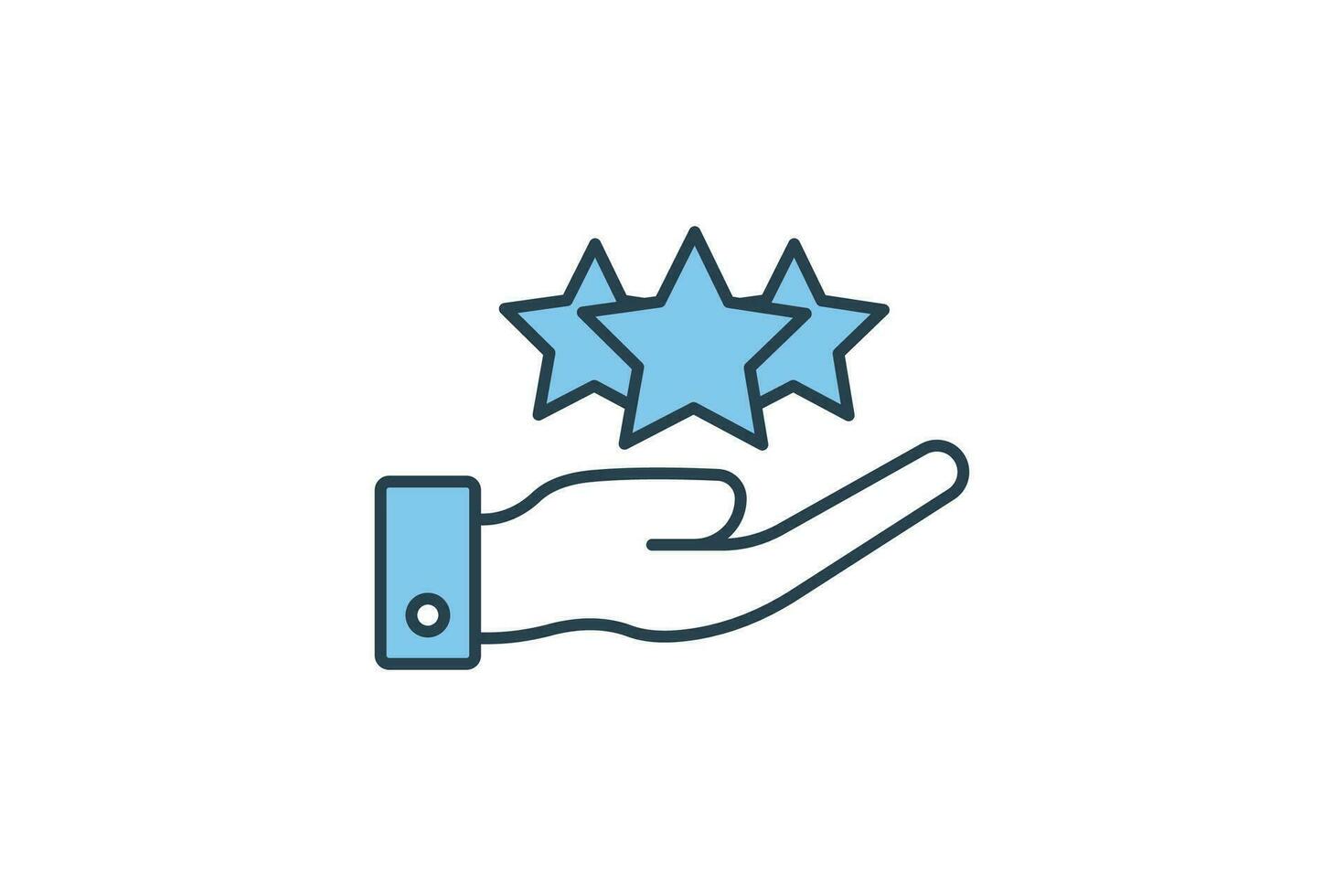 loyalty icon. hand and star. flat line icon style. simple vector design editable