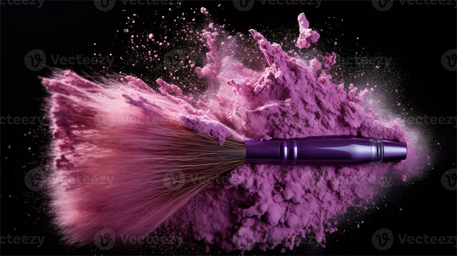 a brush is being used to paint purple powder AI Generative photo