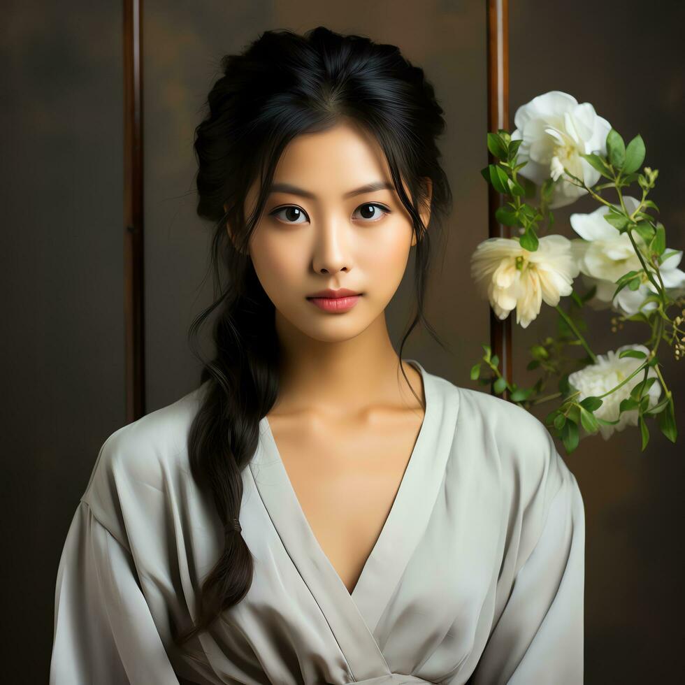 beautiful asian woman in traditional kimono ai generated photo