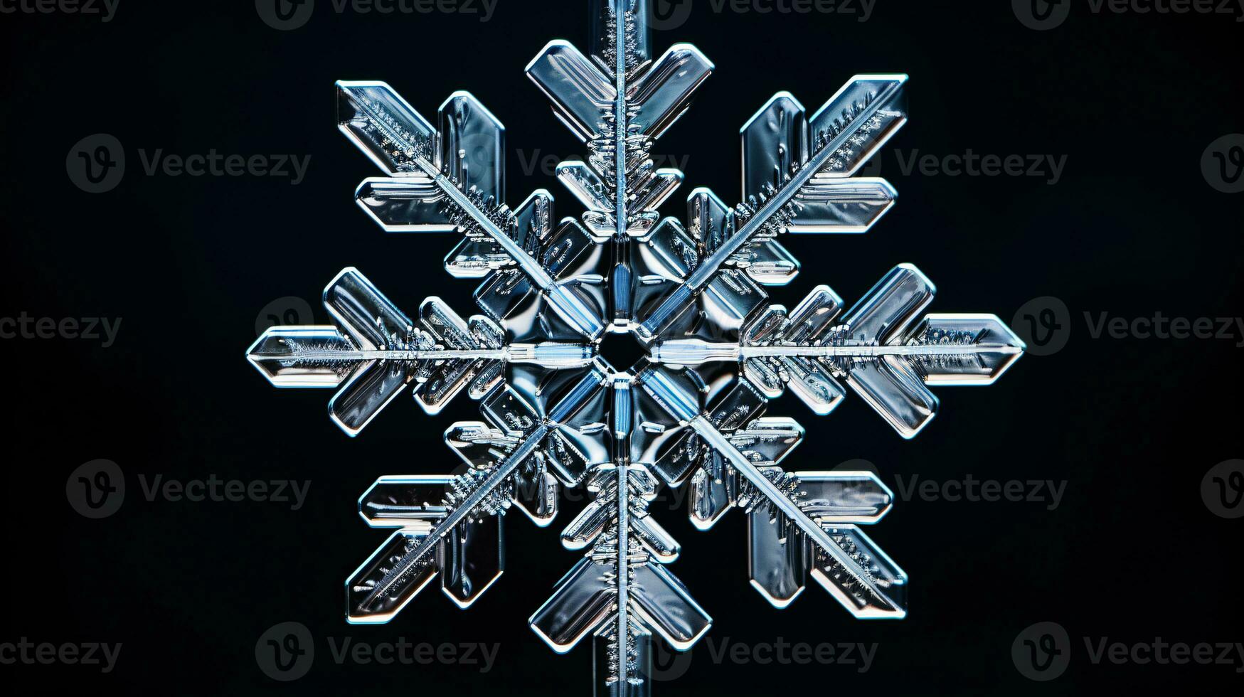 AI generated Macro shot of christalin structure of a snowflake photo