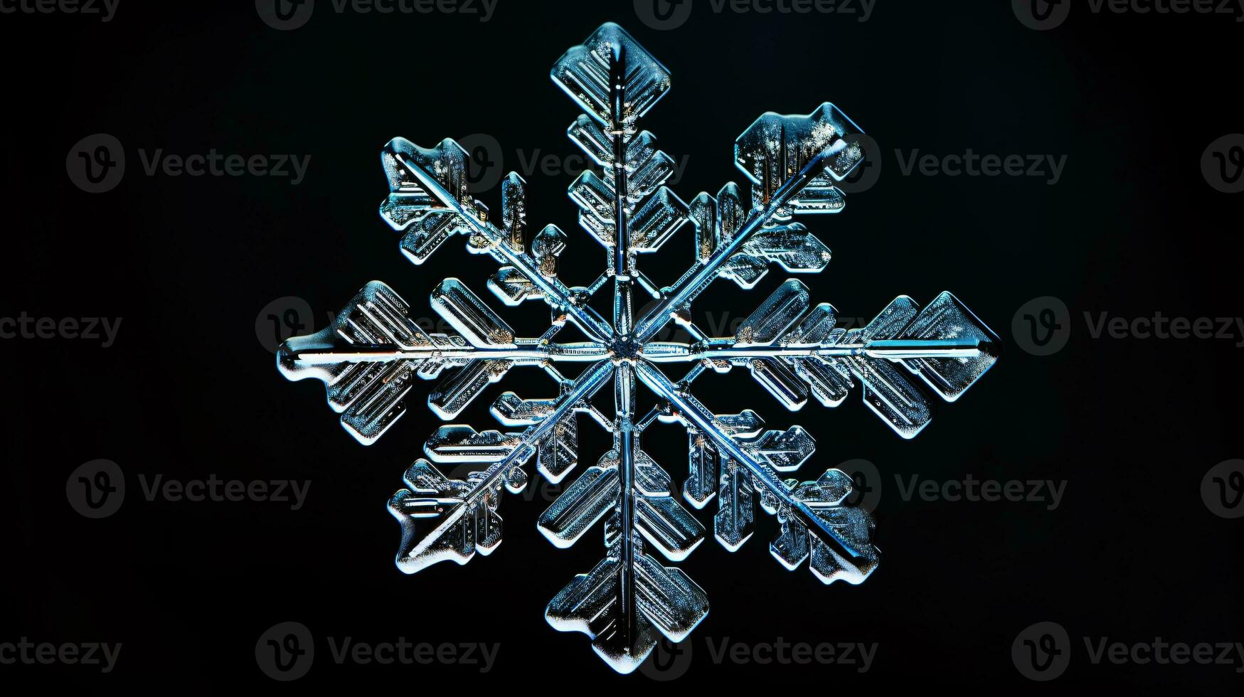 AI generated Macro shot of christalin structure of a snowflake photo