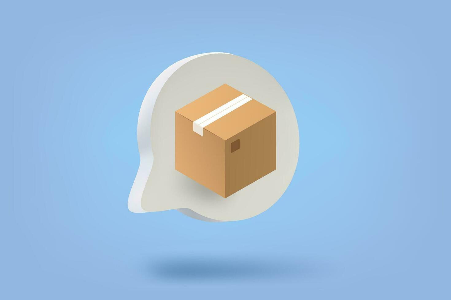 Speech bubble with postage box. 3d vector illustration