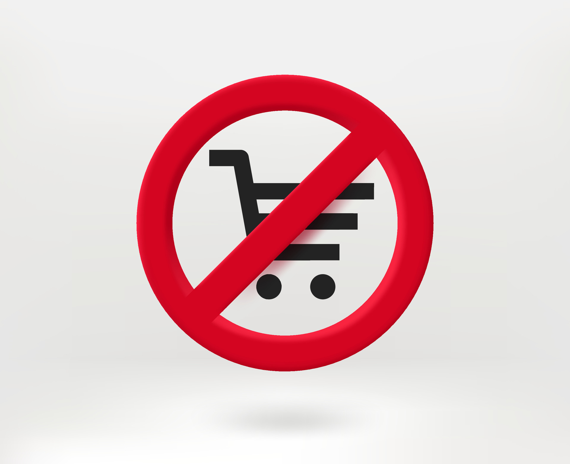 Do not buy now concept with shopping cart 3d vector illustration Do not buy now concept with shopping cart 3d vector illustration