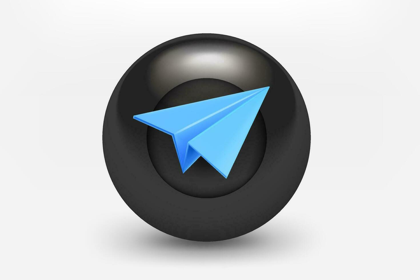 Black ball with new message icon. 3d vector illustration