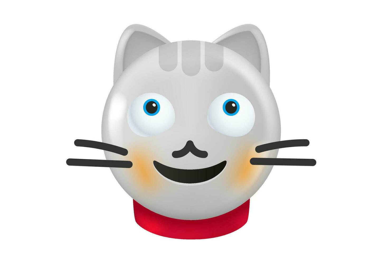 Smiling cat isolated on white. 3d vector