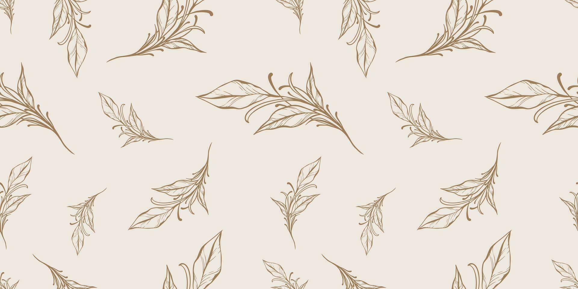 Seamless pattern with hand drawn leaves and branches. Perfect for wallpaper, wrapping paper, web sites, background, social media, blog, presentation and greeting cards. vector