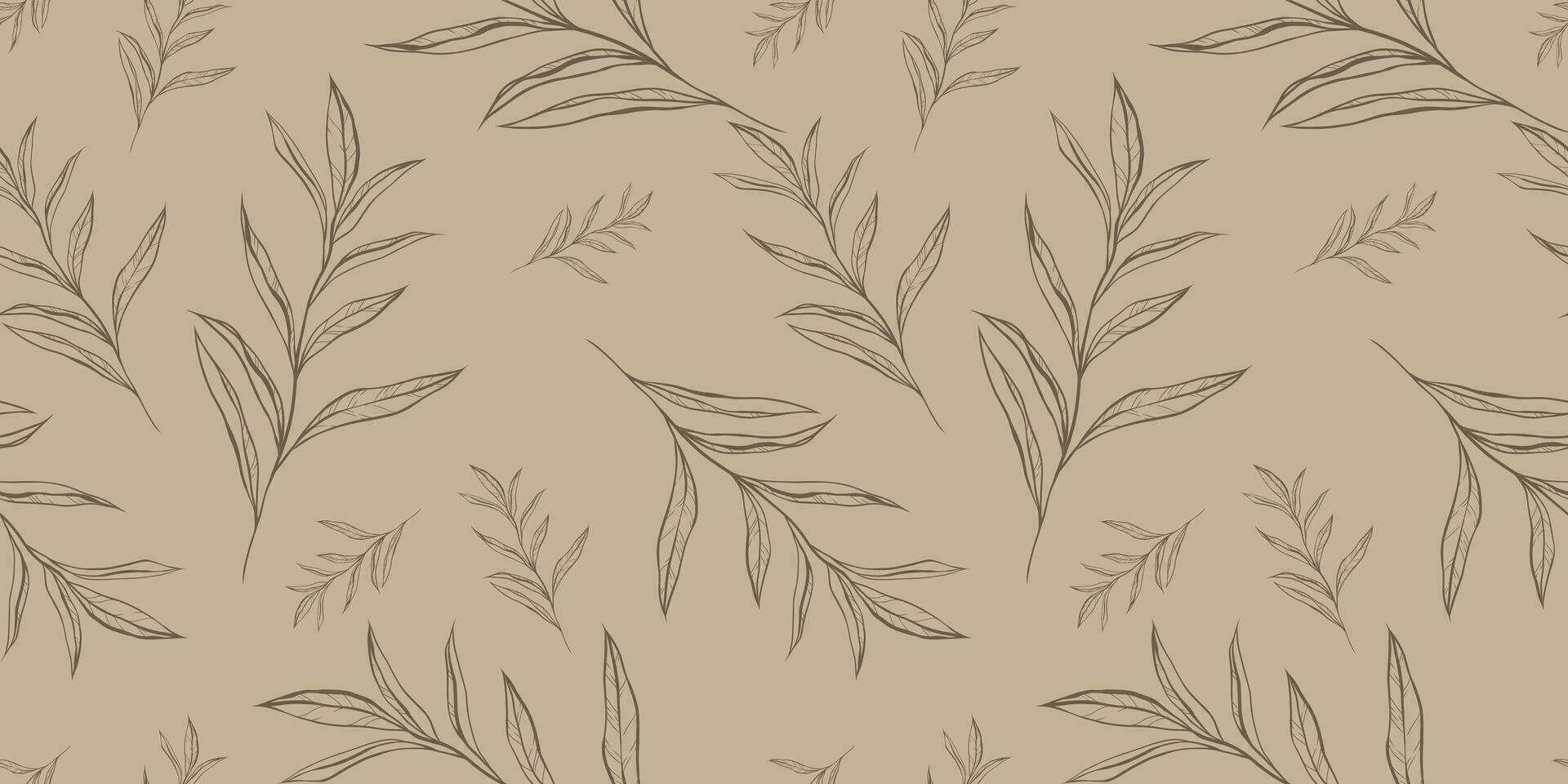 Seamless pattern with hand drawn leaves and branches. Perfect for wallpaper, wrapping paper, web sites, background, social media, blog, presentation and greeting cards. vector