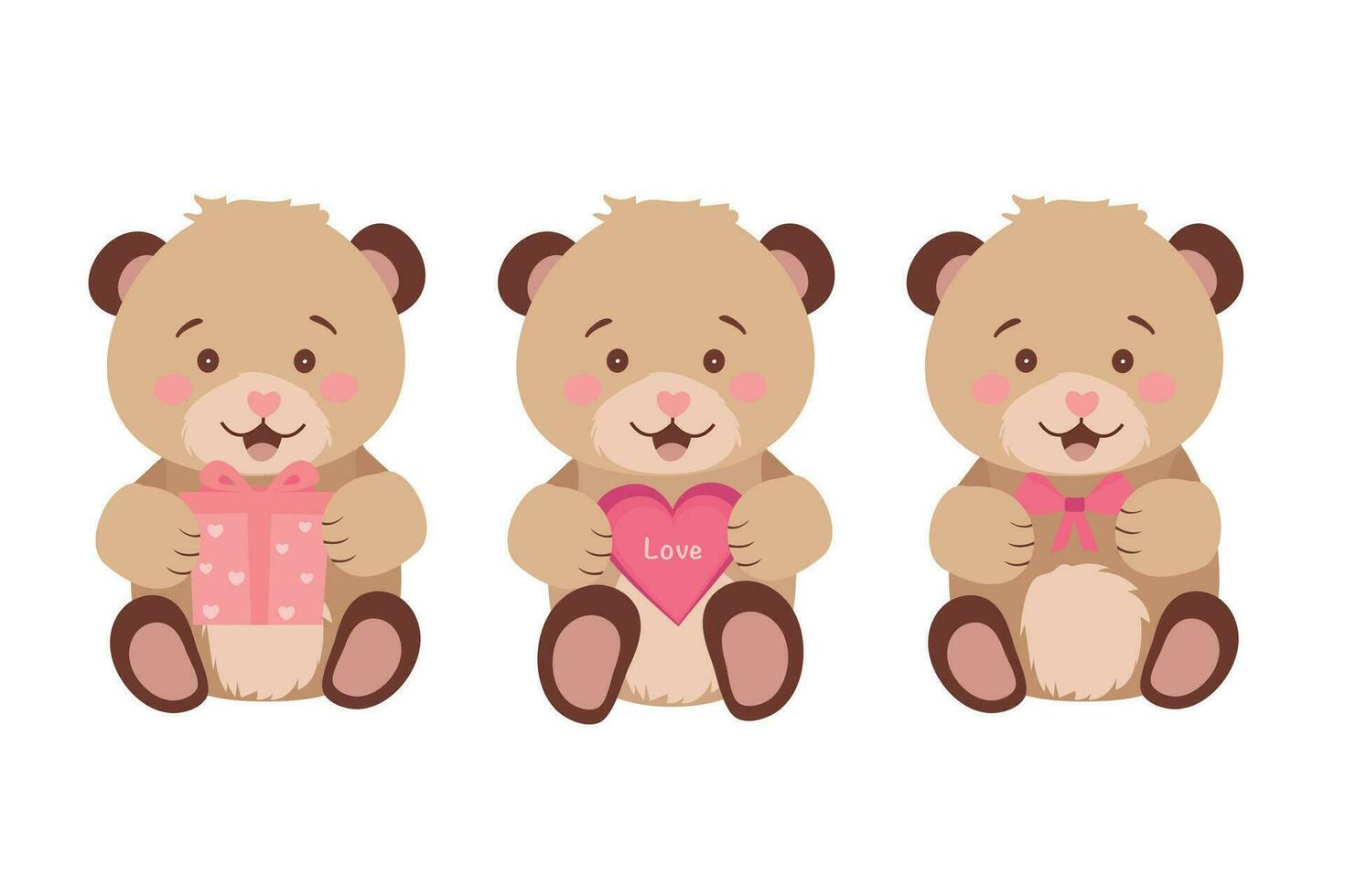 Cute teddy bears. Drawing for Valentine's Day, Teddy Bear Day. Vector illustration. Vector.