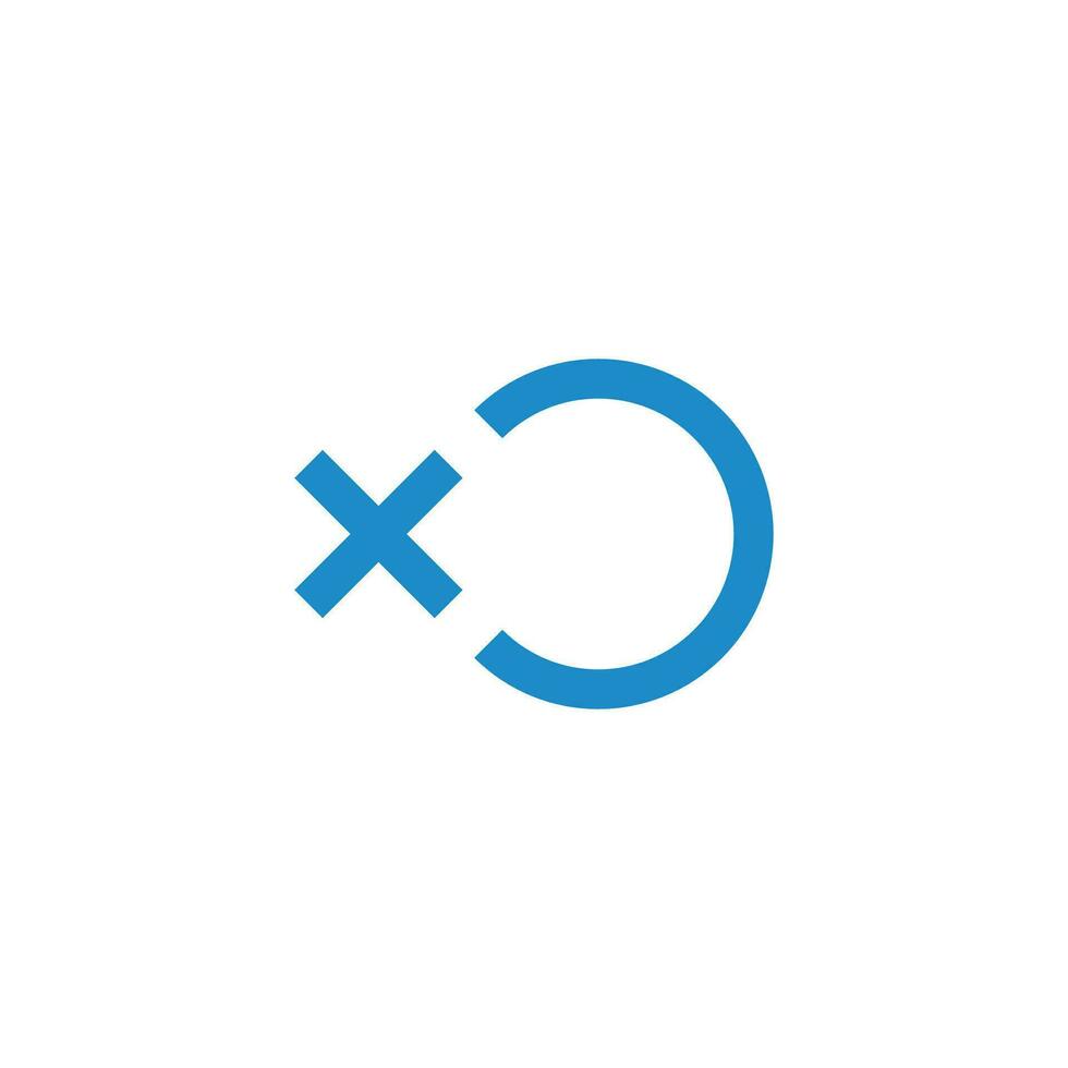 letra X pescado forma sencillo icono vector