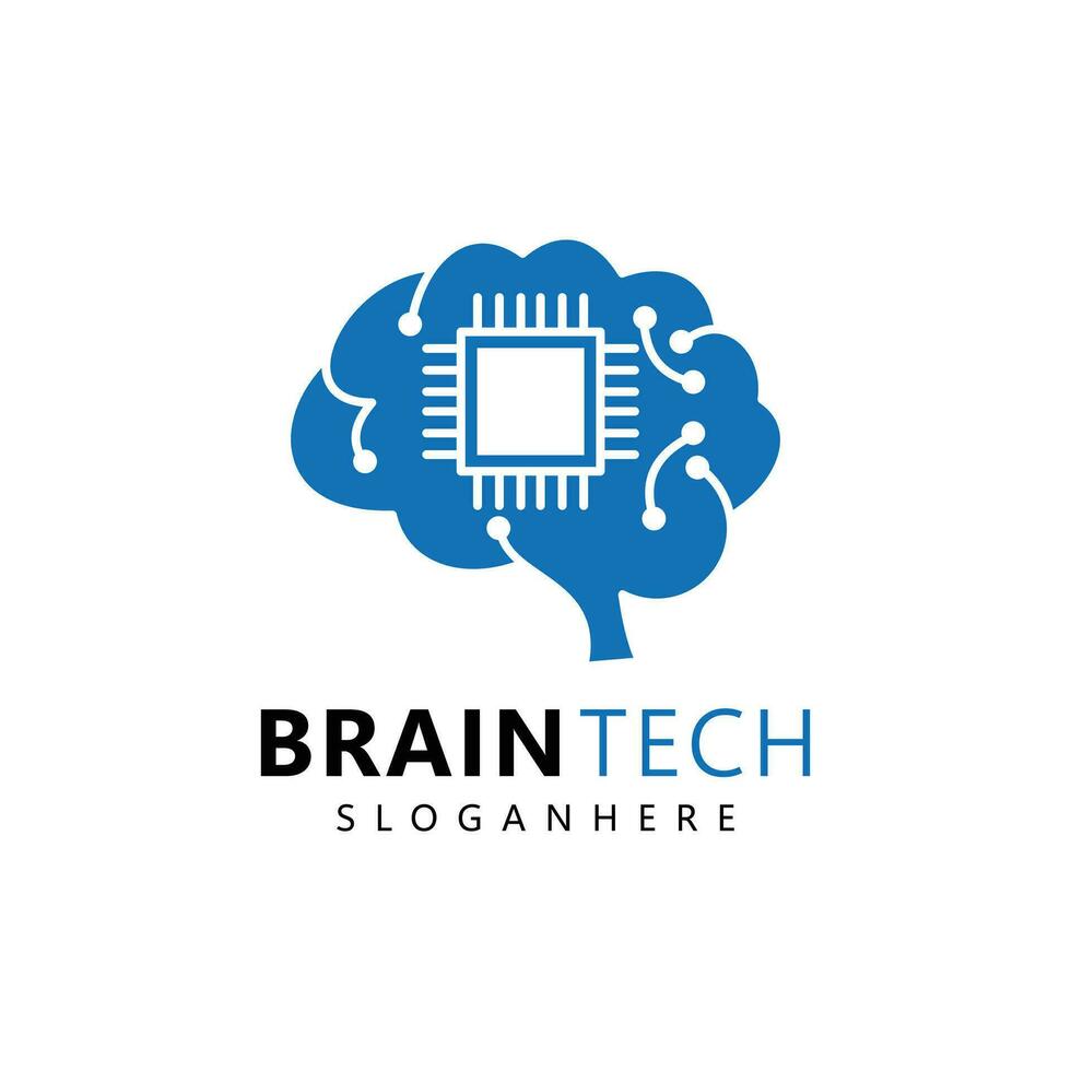 Electronic brain logo. Digital brain technology icon design vector