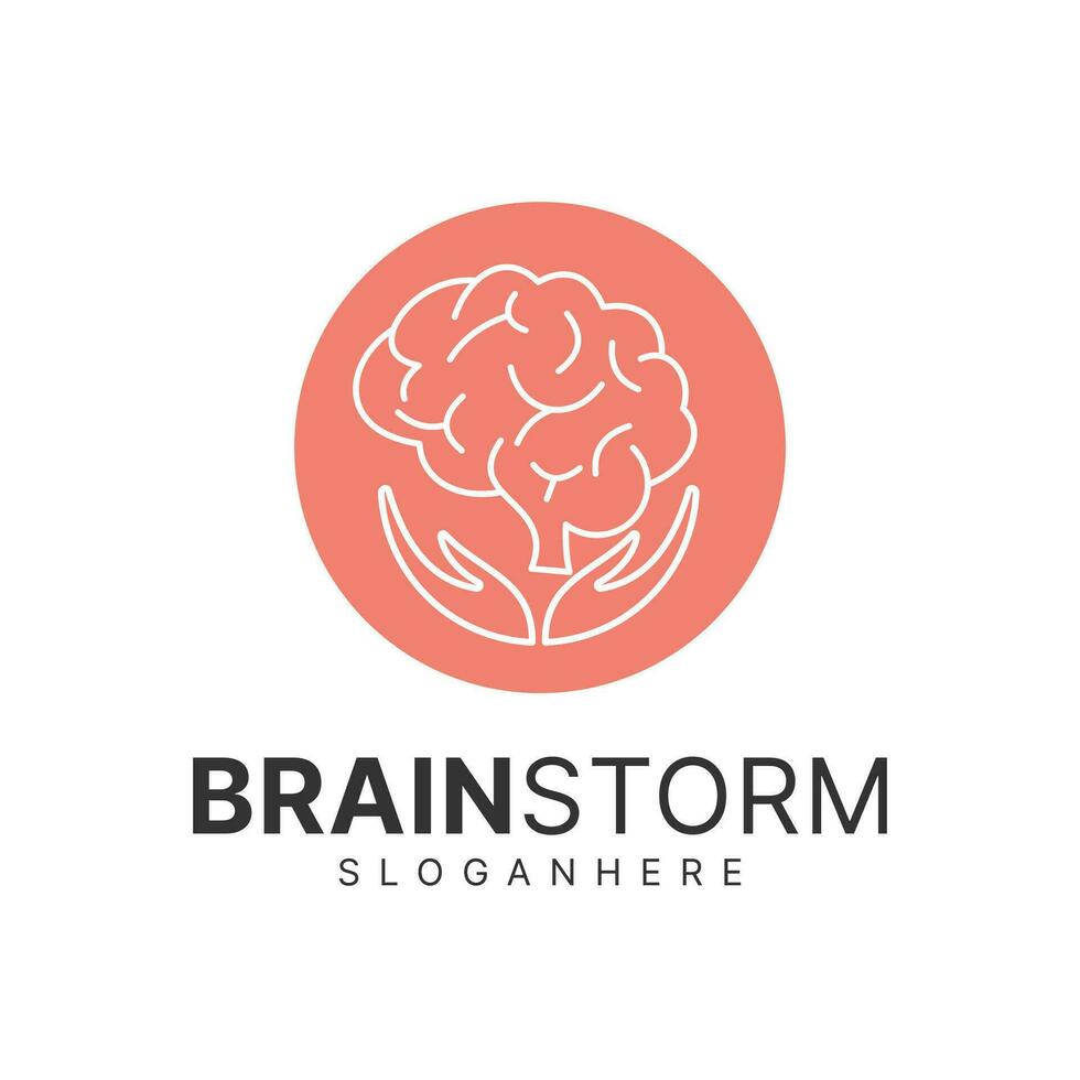 Brain logo design. Brainstorm think idea logo inspiration vector