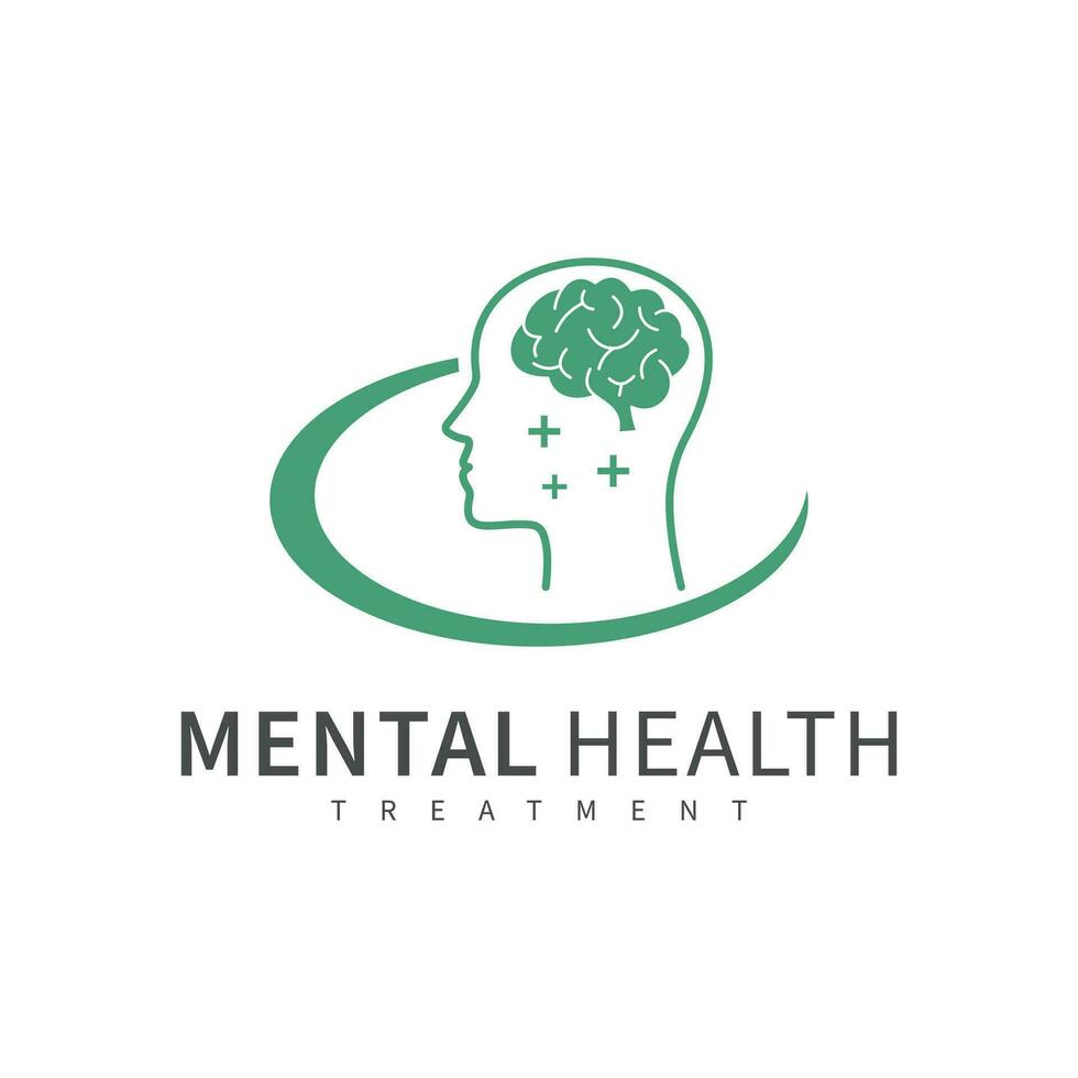 mental salud. mente terapia psicología logo diseño vector