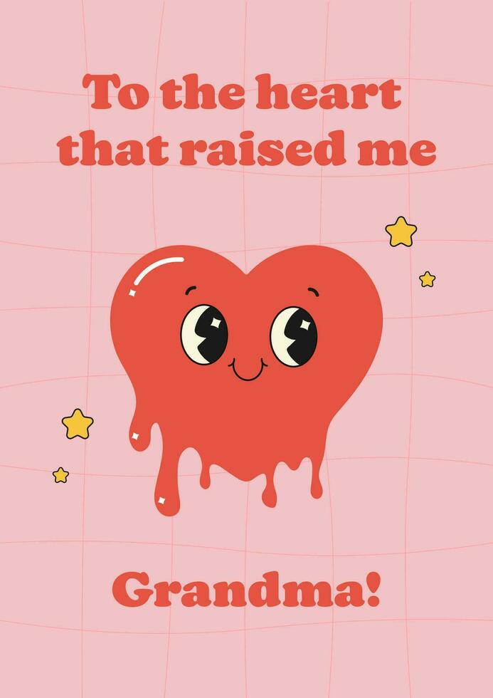 groovy funny greeting cards for grandma on Valentine's Day vector