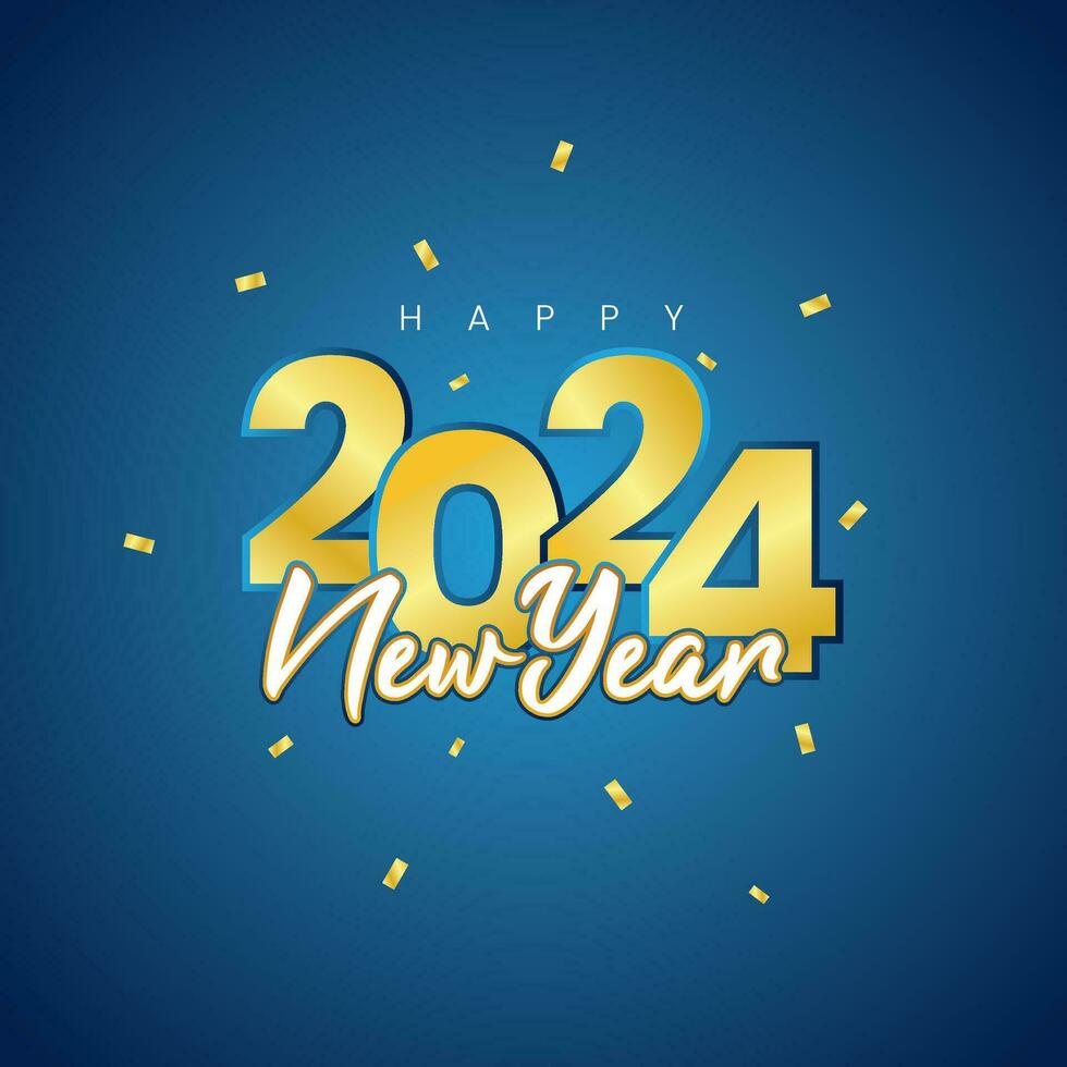 Happy New Year 2024 greetings card design for social media, web, print vector