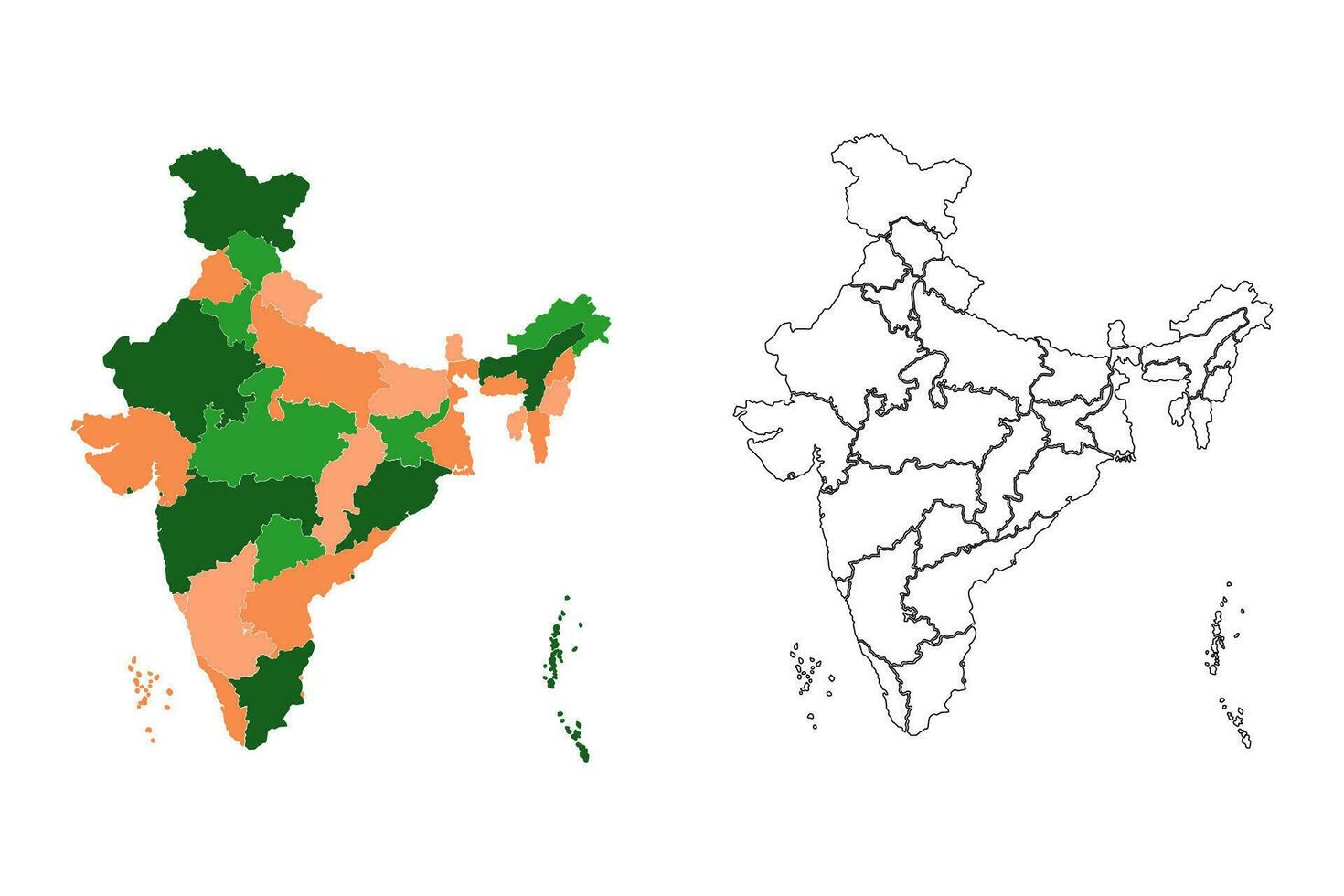 India map vector. National map of India with territory. vector