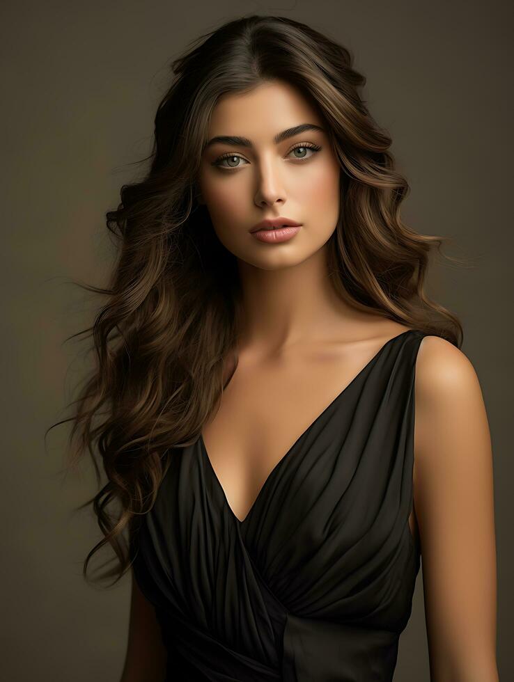 AI generated Portrait of a Beautiful Super Model in a Stylish Trendy Fashion Bodycon Dress. Ai Generated photo