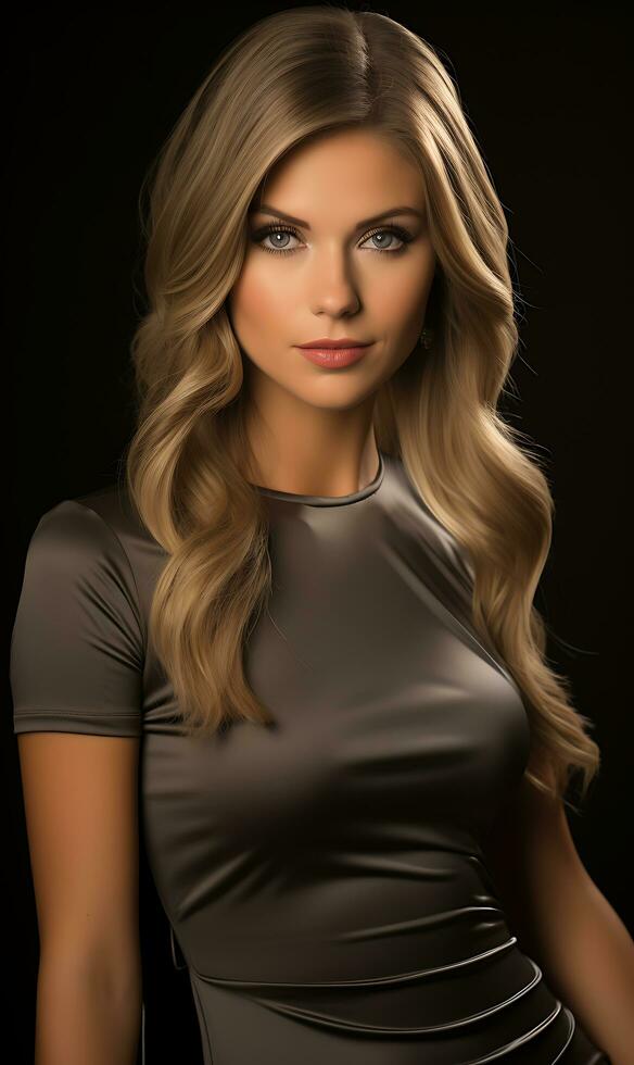 AI generated Portrait of a Beautiful Super Model in a Stylish Trendy Fashion Bodycon Dress. Ai Generated photo