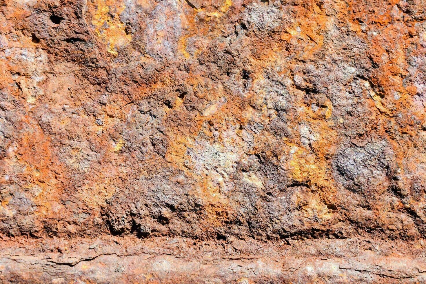 a close up of a rusty metal wall photo