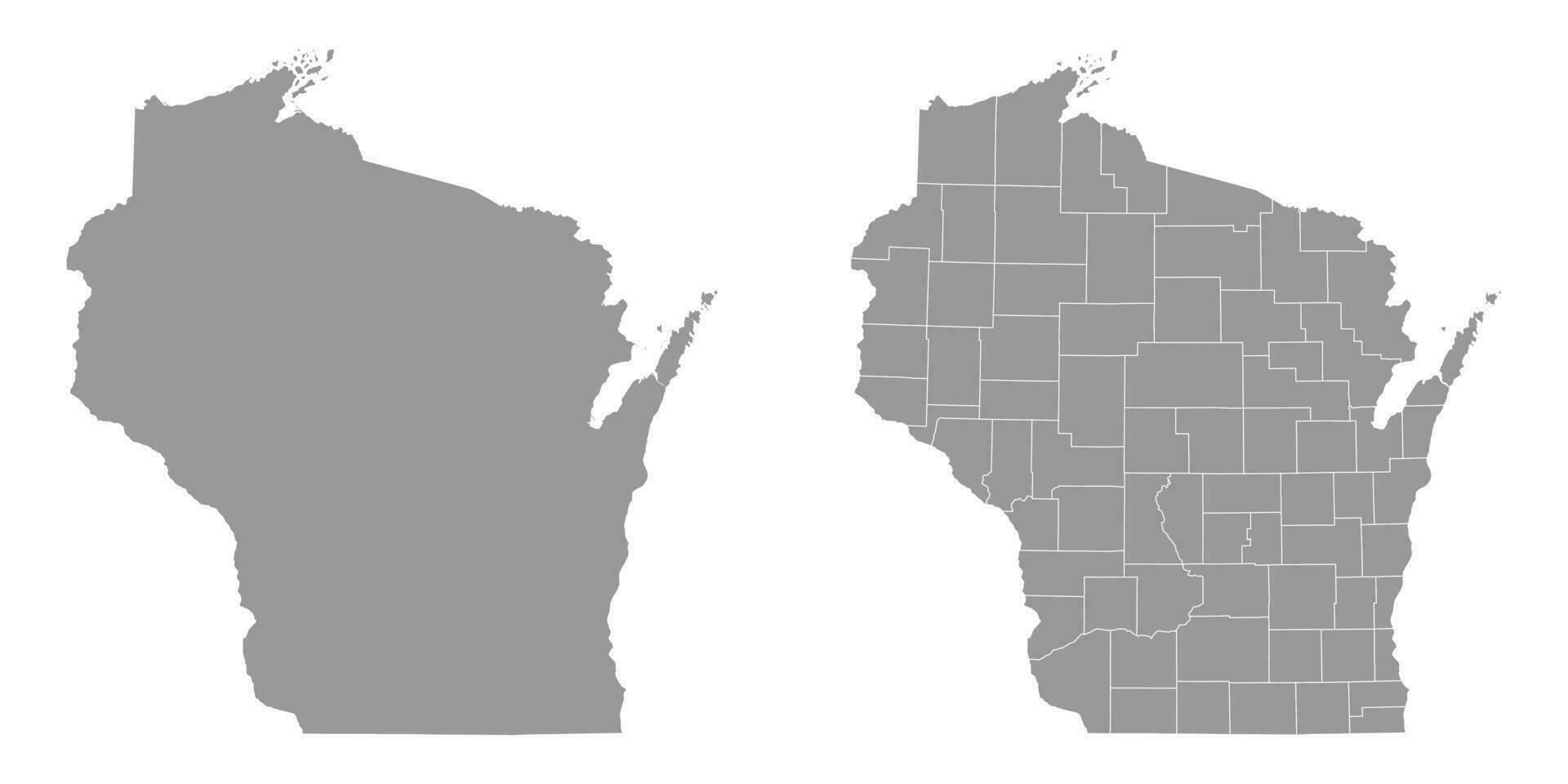 Wisconsin estado gris mapas vector ilustración.