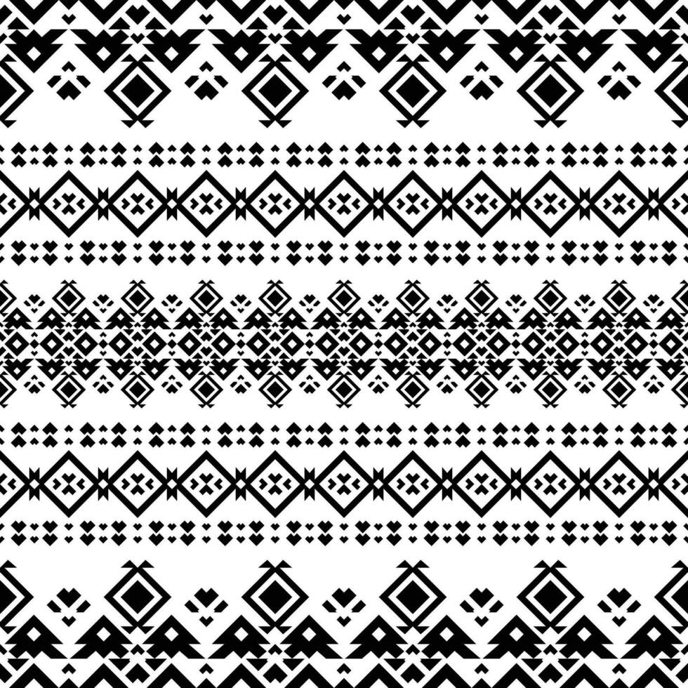 Seamless ethnic pattern. Folk ornament style. Tribal background design with abstract geometric shape. Black and white. Design for carpet, curtain, textile, fabric, mat, embroidery, fashion, ikat. vector