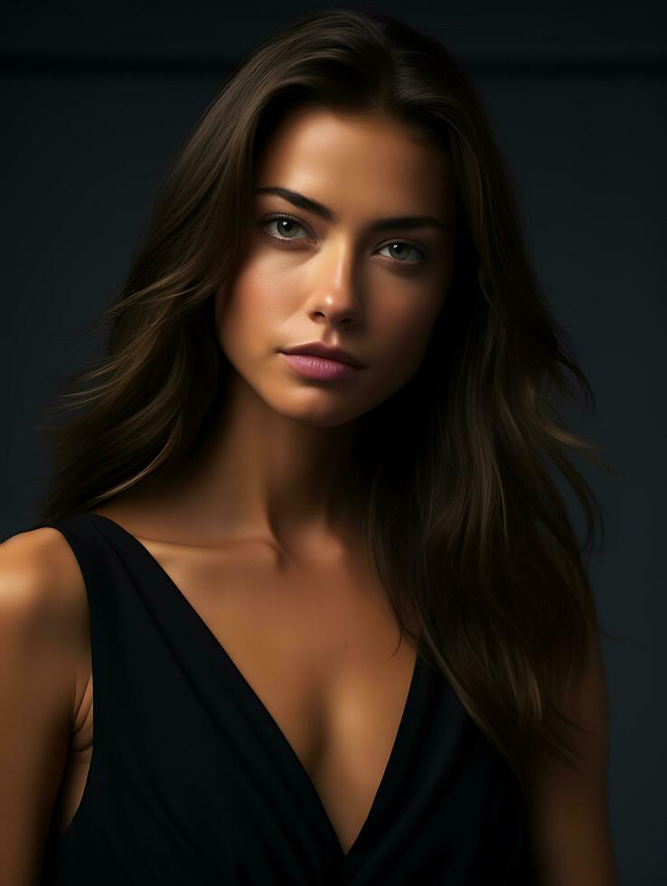 AI generated Portrait of a Beautiful Super Model in a Stylish Trendy Fashion Bodycon Dress. Ai Generated photo