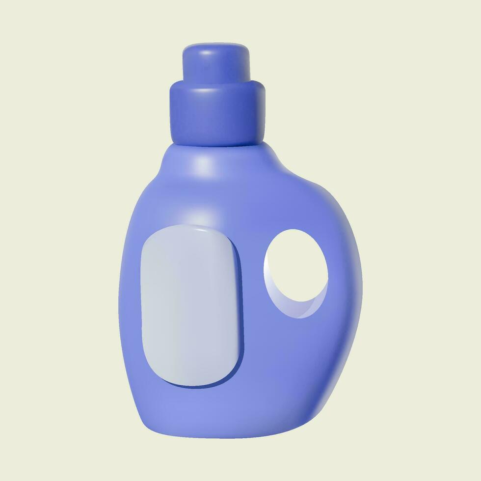 3D blue plastic bottle with detergent or soap isolated on a white background. vector