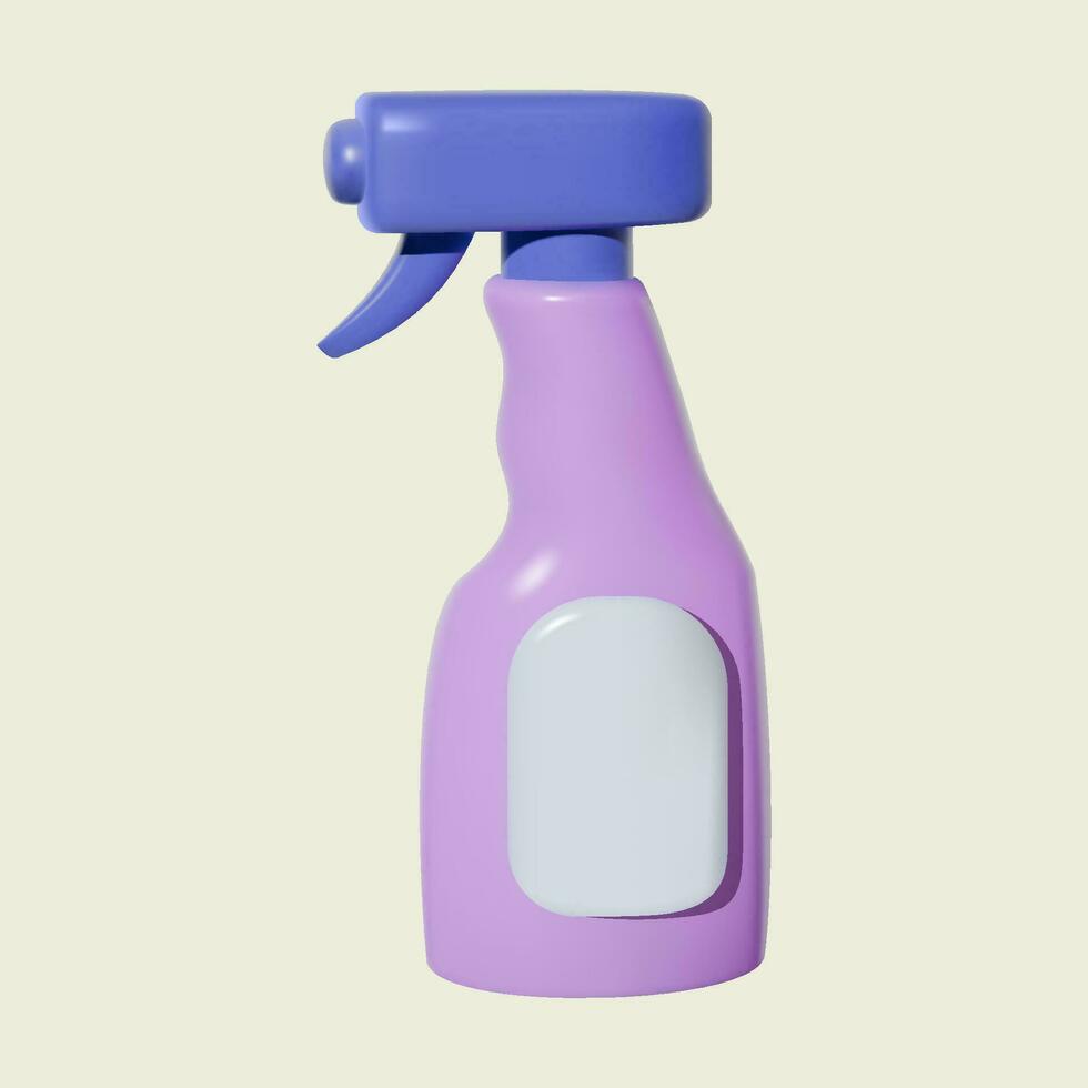 3D violet disinfectant spray or multi-surface spray in side view, isolated on a white background. vector