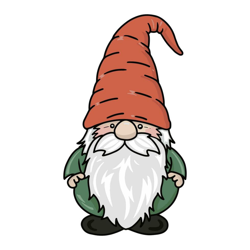 Adorable cartoon Christmas gnomes Christmas colorful ornaments icon. Winter event. Christmas, winter or New Year. doodle elements. vector