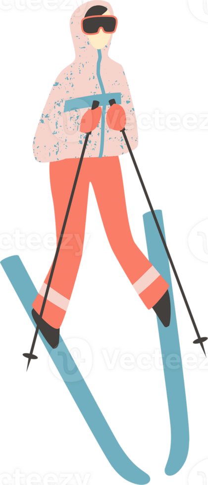 Woman skier. Illustration png