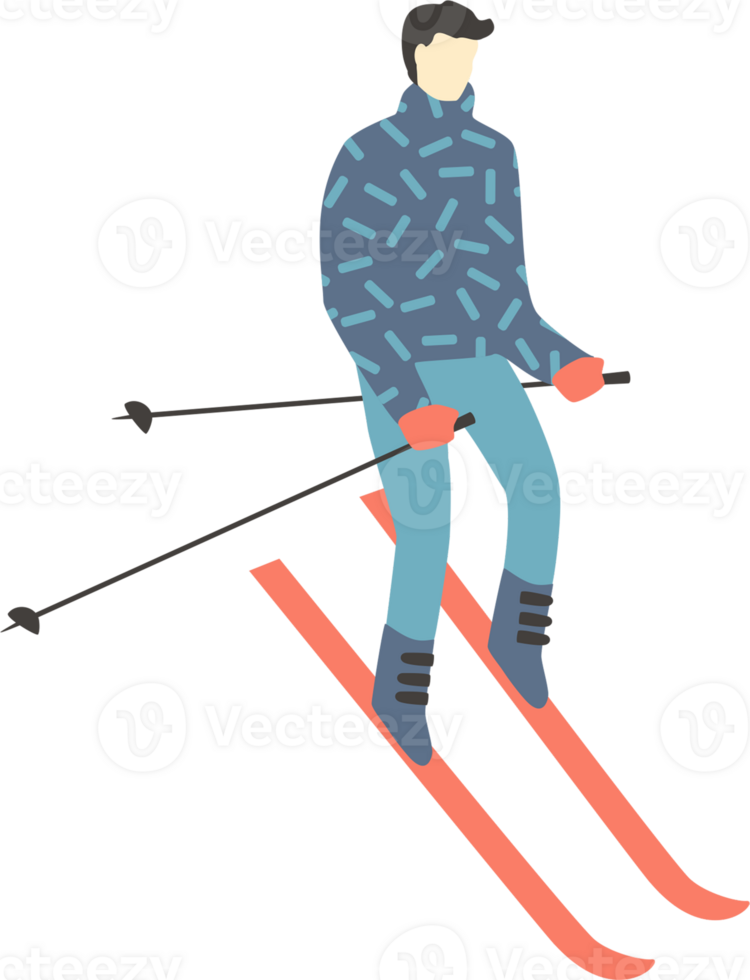 Man skier. Illustration png