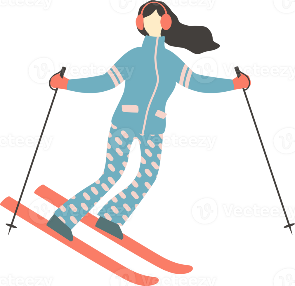 Woman skier. Illustration png