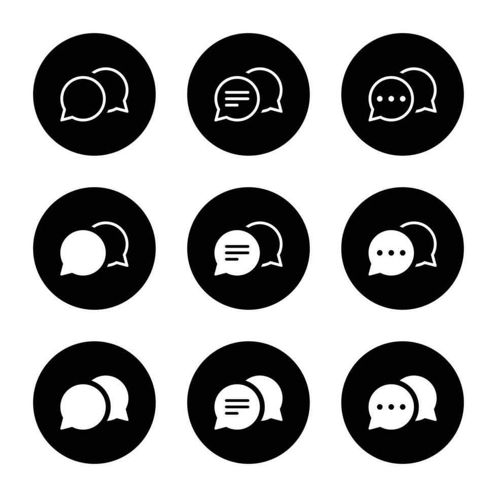charlar, mensaje, habla burbuja icono vector conjunto recopilación. comentario firmar símbolo